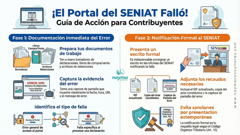 Infografia - Guia de Actuacion en Caso de Falla del Portal Fiscal del SENIAT