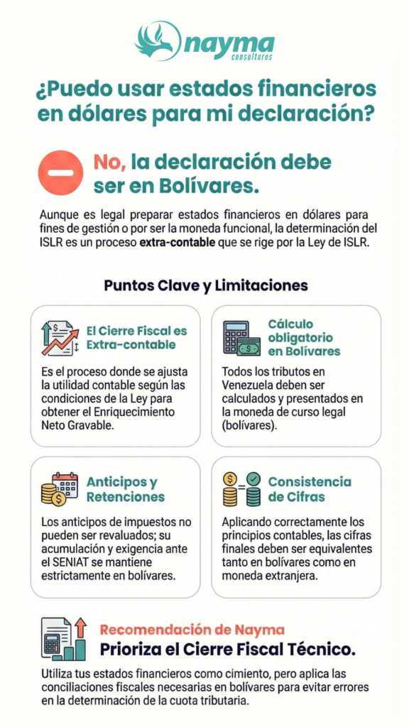 Infografía uso de EEFF preparados en Moneda Extranjera como base para la determinación del ISLR en Venezuela